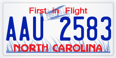 NC license plate AAU2583