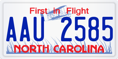 NC license plate AAU2585
