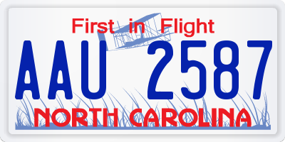 NC license plate AAU2587