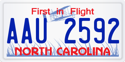 NC license plate AAU2592
