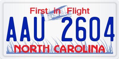 NC license plate AAU2604