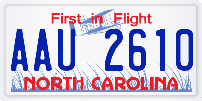 NC license plate AAU2610
