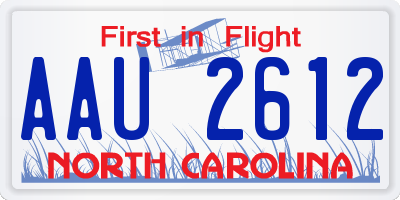 NC license plate AAU2612