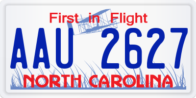 NC license plate AAU2627