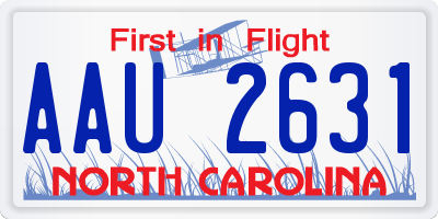 NC license plate AAU2631