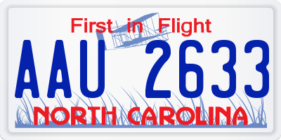 NC license plate AAU2633