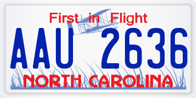 NC license plate AAU2636