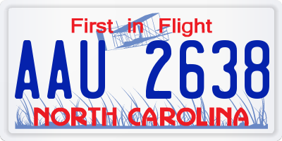 NC license plate AAU2638