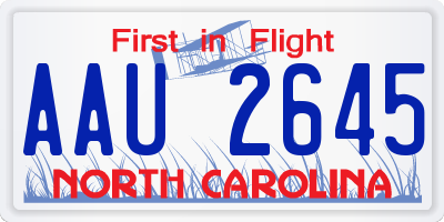 NC license plate AAU2645