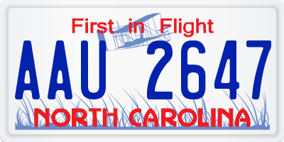 NC license plate AAU2647