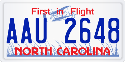 NC license plate AAU2648