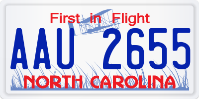 NC license plate AAU2655