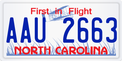 NC license plate AAU2663
