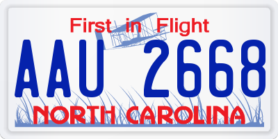 NC license plate AAU2668