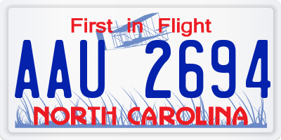 NC license plate AAU2694