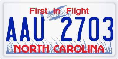 NC license plate AAU2703