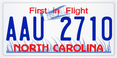 NC license plate AAU2710