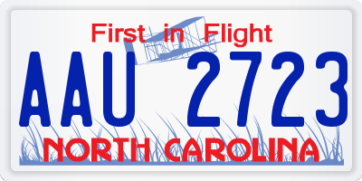 NC license plate AAU2723