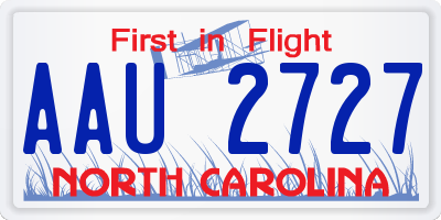 NC license plate AAU2727