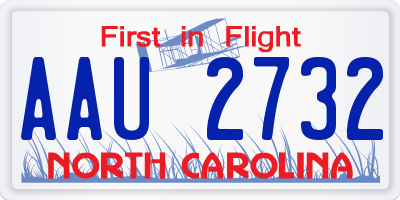 NC license plate AAU2732