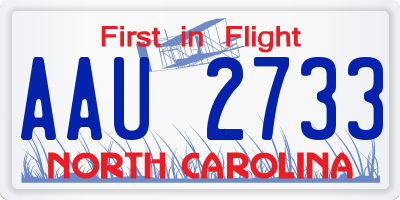 NC license plate AAU2733