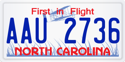 NC license plate AAU2736