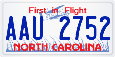 NC license plate AAU2752