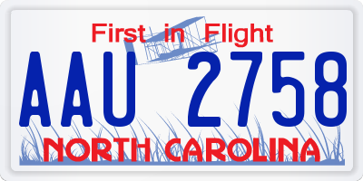 NC license plate AAU2758