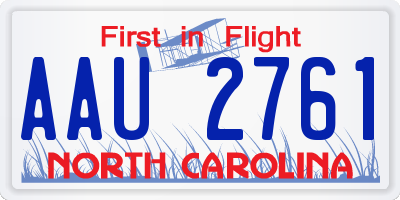 NC license plate AAU2761