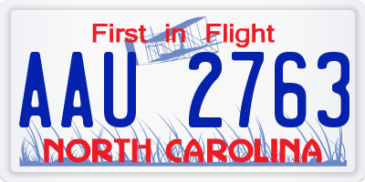 NC license plate AAU2763