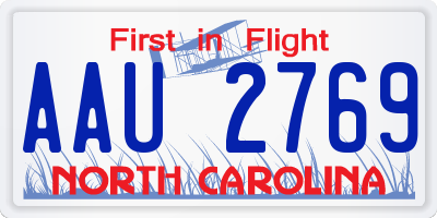 NC license plate AAU2769