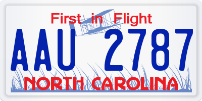 NC license plate AAU2787