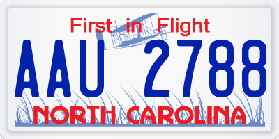 NC license plate AAU2788