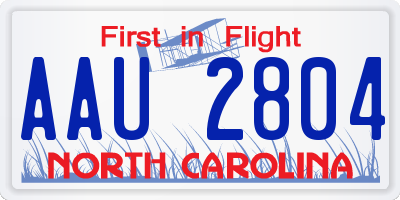NC license plate AAU2804