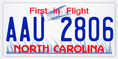 NC license plate AAU2806