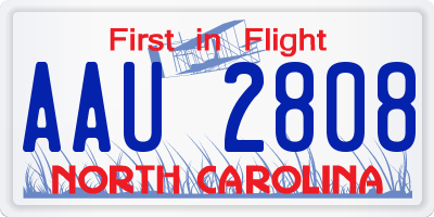 NC license plate AAU2808