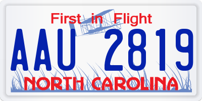 NC license plate AAU2819