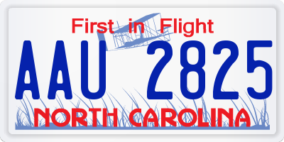 NC license plate AAU2825
