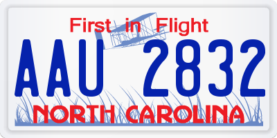 NC license plate AAU2832