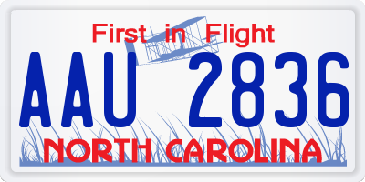 NC license plate AAU2836