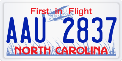 NC license plate AAU2837