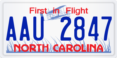 NC license plate AAU2847