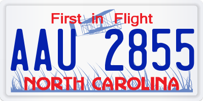 NC license plate AAU2855