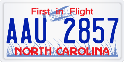 NC license plate AAU2857
