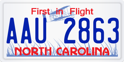NC license plate AAU2863