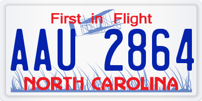 NC license plate AAU2864