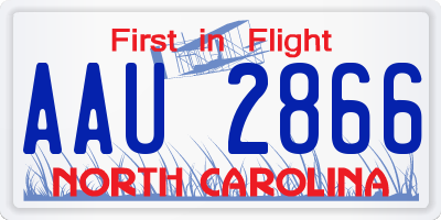NC license plate AAU2866