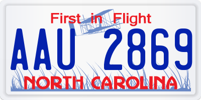 NC license plate AAU2869