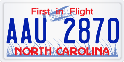 NC license plate AAU2870