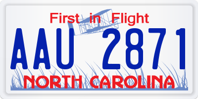 NC license plate AAU2871